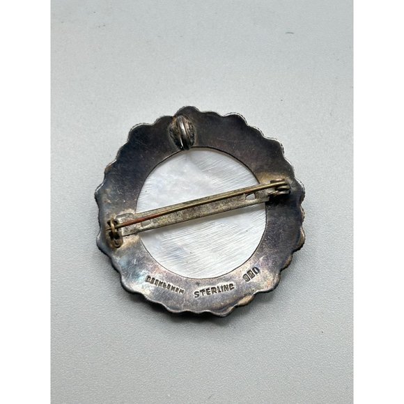 MOP Mother of Pearl Religious Cameo Brooch Jerusalem Holy Mary Pin and Pendant - Picture 6 of 7